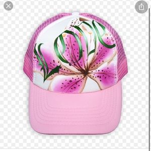 ISO Juliet Johnstone pink trucker hat